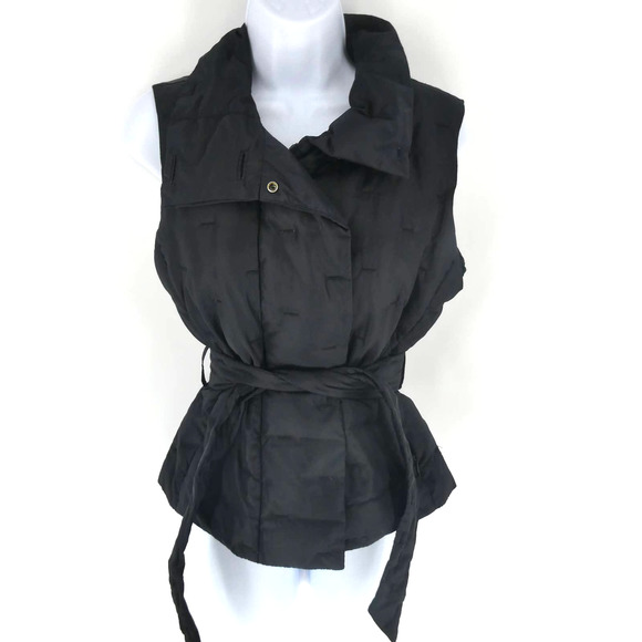 Talbots Jackets & Blazers - Talbots Petites | Black Snap Up Puffer Vest With belt, SP